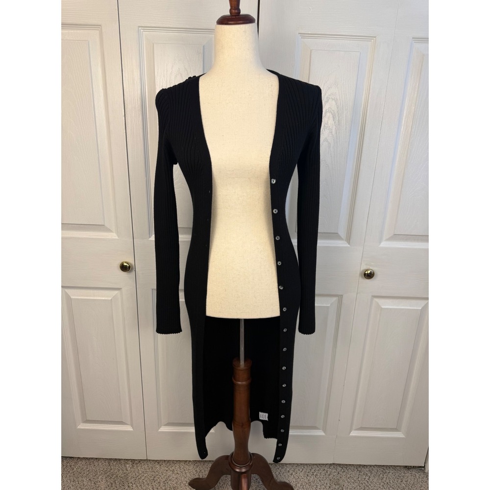 NWT 525 America Born in Bklyn Ribbed Button Front Maxi Cardigan Sweater Dress  M - Picture 3 of 9